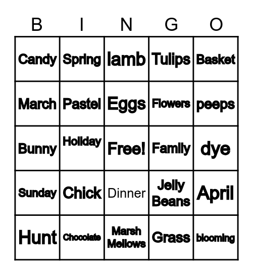 Easter Bingo Card