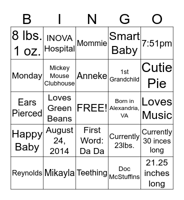 MIKAYLA BINGO! Bingo Card