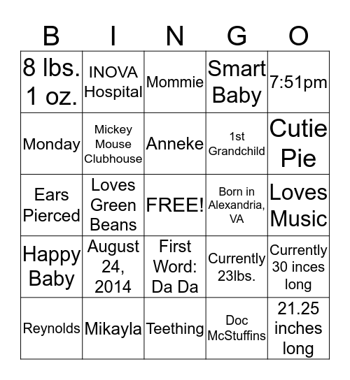 MIKAYLA BINGO! Bingo Card