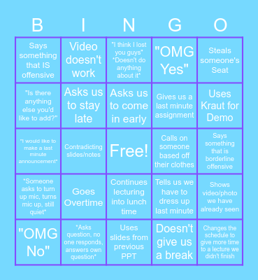 CS IV Bingo Card