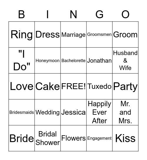 Jessica's Bingo  Bingo Card