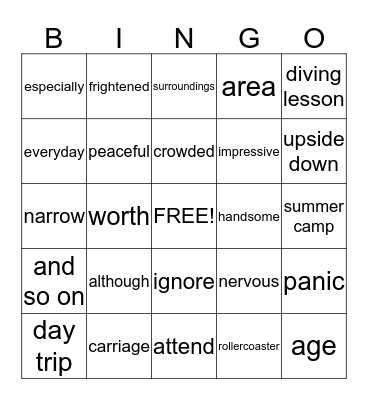3havo Vocabulary ch. 1: A and C Bingo Card
