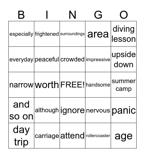 3havo Vocabulary ch. 1: A and C Bingo Card