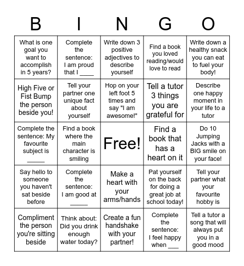 Self-Love Bingo! Bingo Card