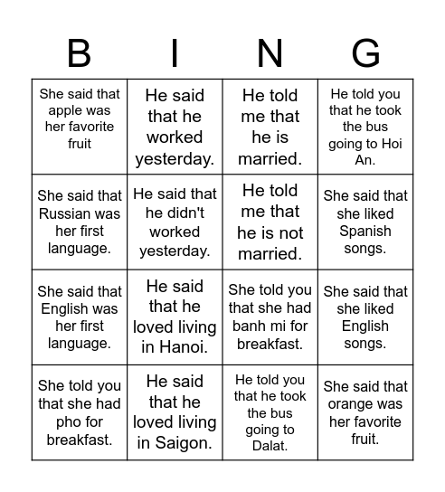 Untitled Bingo Card