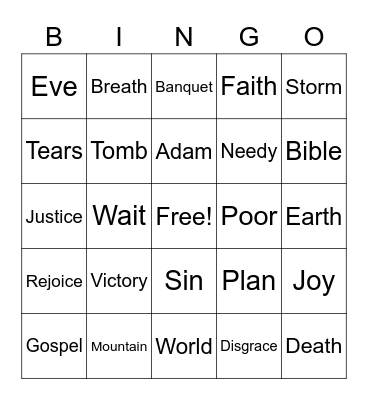 Easter Sermon Bingo Card