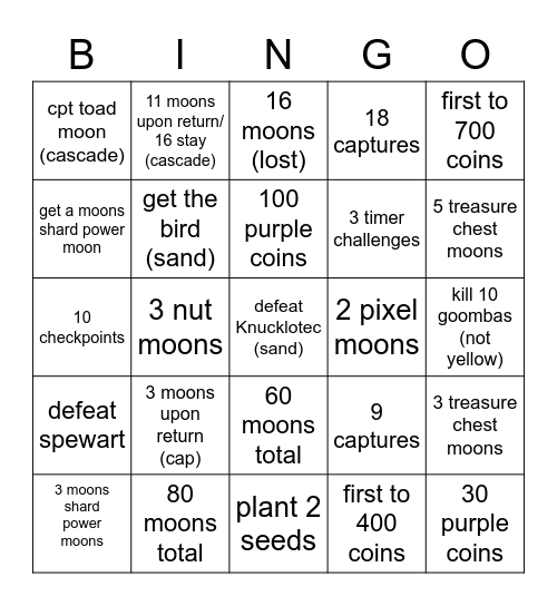 SMO bingo II Bingo Card