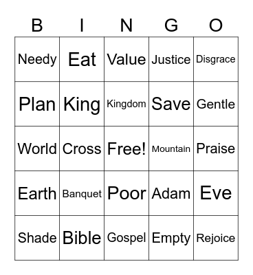 Easter Sermon Bingo Card