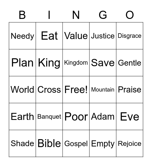 Easter Sermon Bingo Card