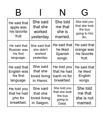 Bingo Card