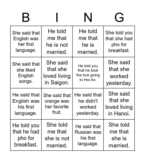 Bingo Card