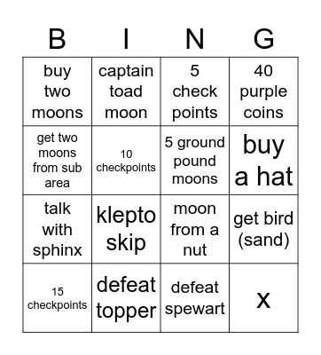 mario fast run Bingo Card