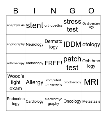 Highly Specialized Examinations Bingo Card