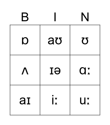 Let's practice vowel sounds! Bingo Card