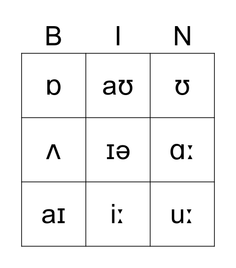 Let's practice vowel sounds! Bingo Card