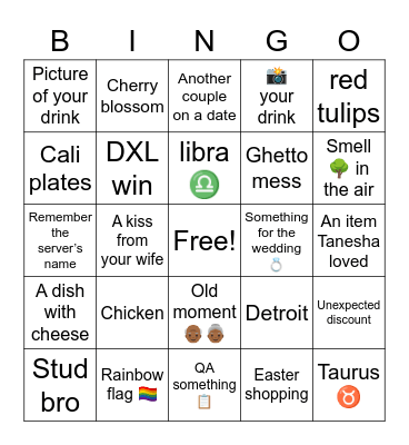 Date Day Bingo! Bingo Card