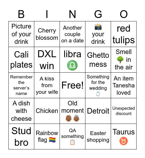 Date Day Bingo! Bingo Card