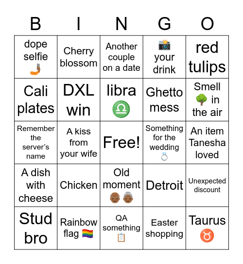 Date Day Bingo! Bingo Card