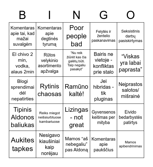 Grinių velykos Bingo Card