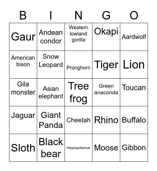 ZAWA: Evolved Bingo Card