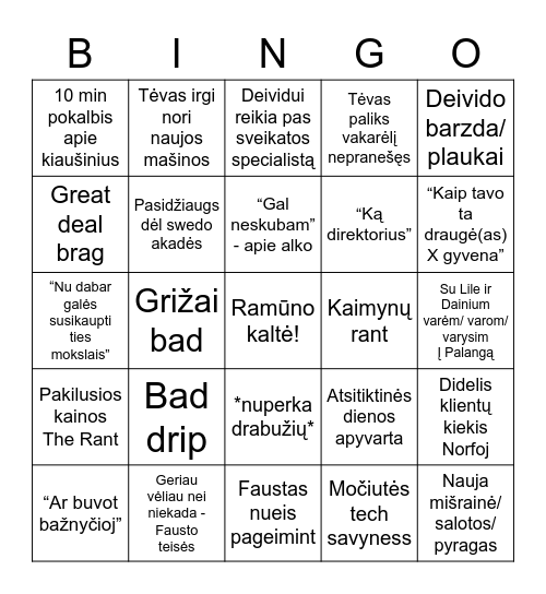 Gailių velykos Bingo Card