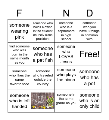 Easter Bingo Card
