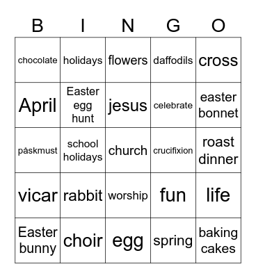 Easter Bingo Card