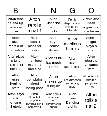 Alton Bingo Card