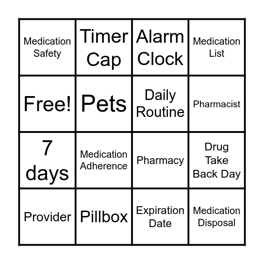 Let's Talk About Meds! Bingo Card