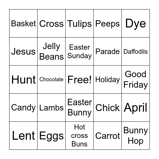 Easter Fun Bingo Card