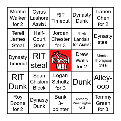 WBL Basketball Bingo $1.00 Bingo Card