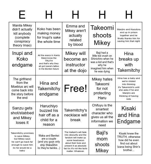 Tokyo Revengers Endgame Bingo #2 Bingo Card
