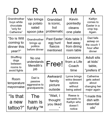 Lysaught Easter 2022 Bingo Card