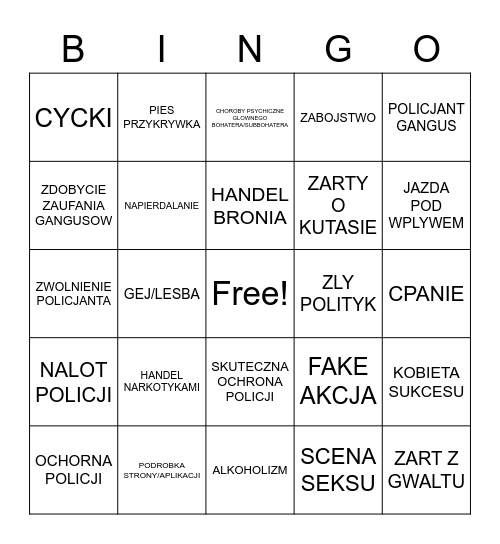 POLSKIE FILMY W PIGULE Bingo Card