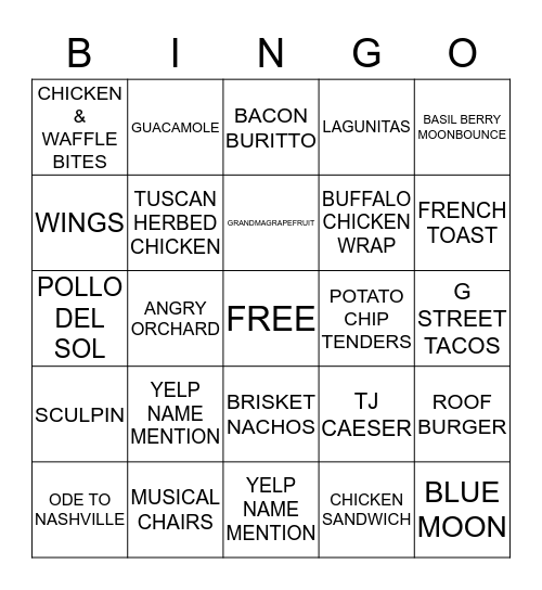 TIN ROOF BINGO! Bingo Card