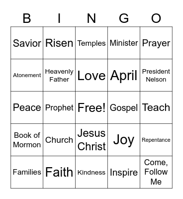 Easter Bingo Card