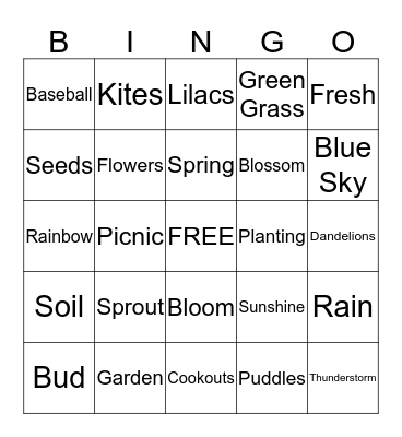 Spring BINGO Card