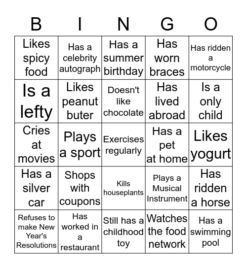 People Bingo Card