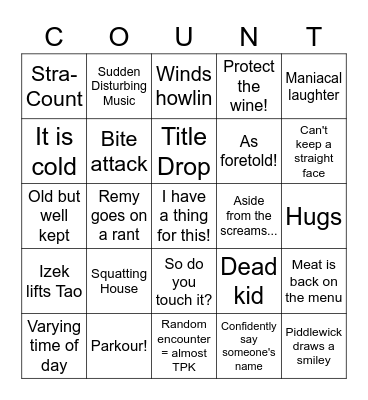 Bingo of Strahd Bingo Card