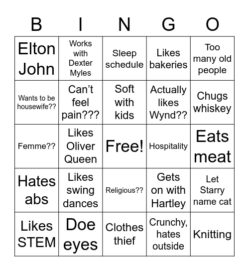 Maebh Bingo Card
