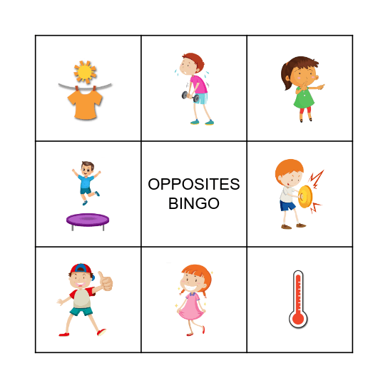 OPPOSITES Bingo Card