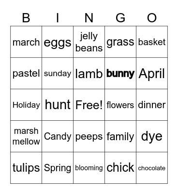 Easter Bingo Card