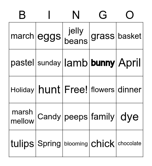 Easter Bingo Card
