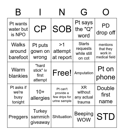 ED bingo Card