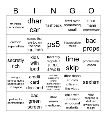 Dhar Mann Bingo v2 Bingo Card