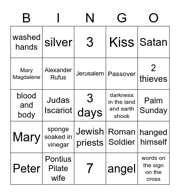 Easter and Lent Bingo Card