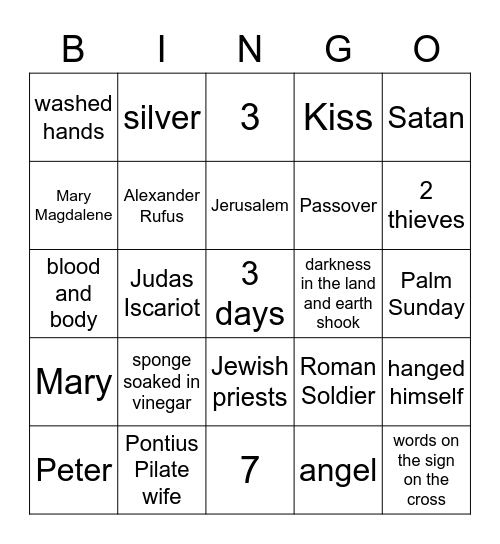 Easter and Lent Bingo Card