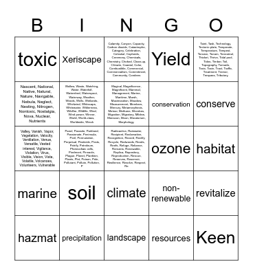 EARTH DAY Bingo Card