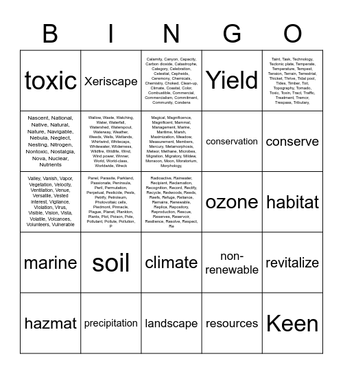 EARTH DAY Bingo Card