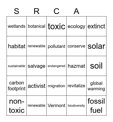 EARTH DAY Bingo Card